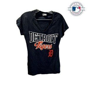 Women's Vintage Style Graphic  Tee Detroit Tigers V-Neck Short Sleeve T-shirt‎